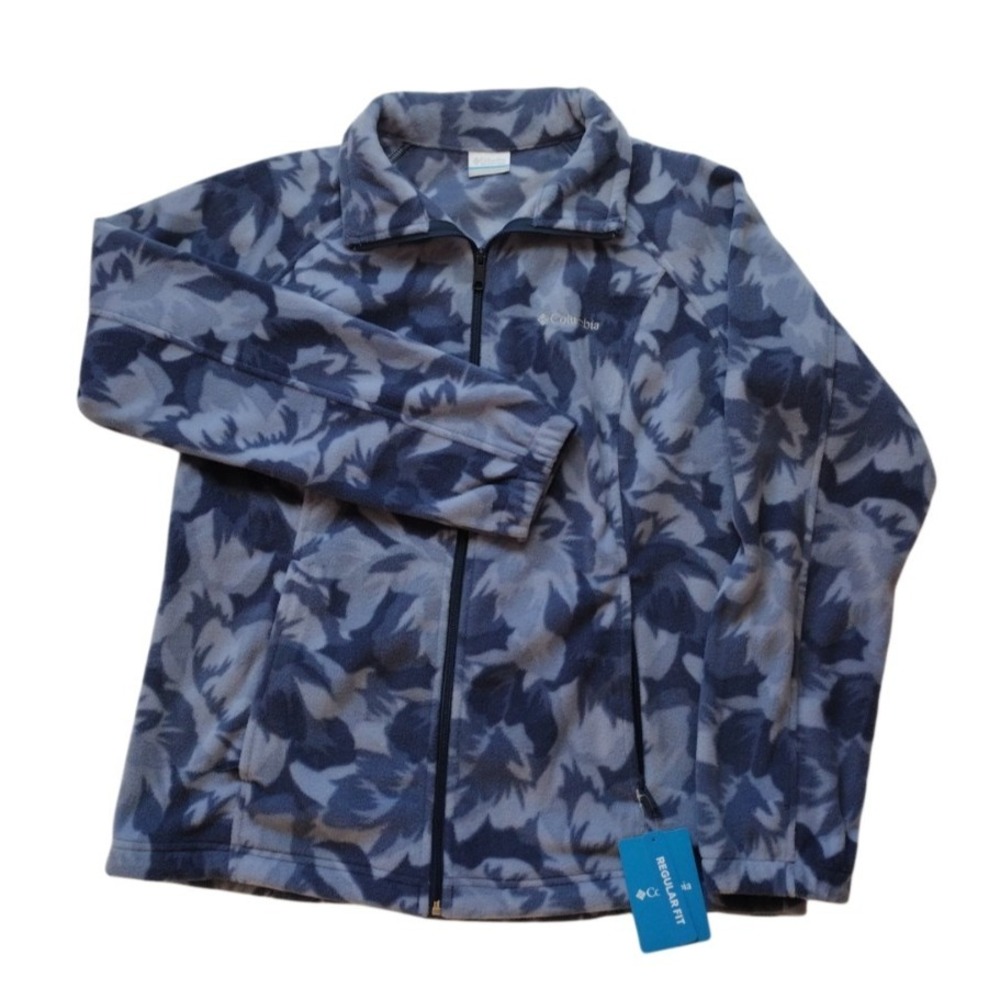 Columbia Sportswear Fleece Women XL Blue Multi Sawyer Rapids Full Zip Mock Neck